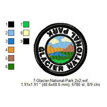 Glacier National Park Merit Badge Machine Embroidery Digitized Design Files