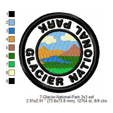 Glacier National Park Merit Badge Machine Embroidery Digitized Design Files