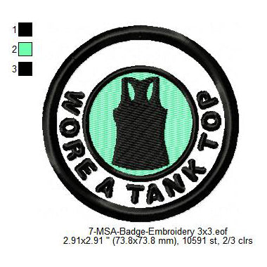 Wore A Tank Top Mormon Merit Adulting Badge Machine Embroidery Digitized Design Files