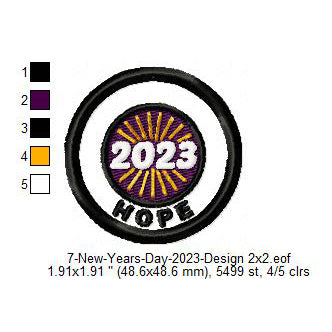 Hope New Year Wish Merit Badge Machine Embroidery Digitized Design Files