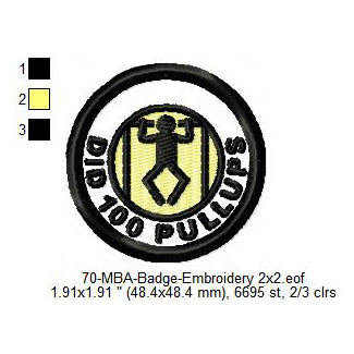 Did 100 Pullups Daily Life Merit Adulting Badge Machine Embroidery Digitized Design Files