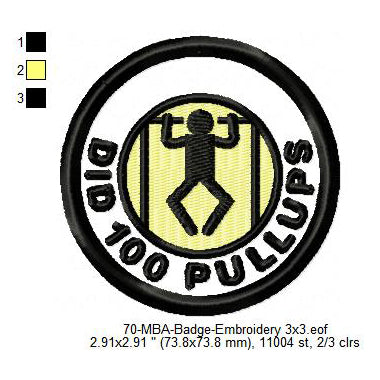 Did 100 Pullups Daily Life Merit Adulting Badge Machine Embroidery Digitized Design Files