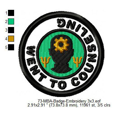 Went To Counseling Daily Life Merit Adulting Badge Machine Embroidery Digitized Design Files
