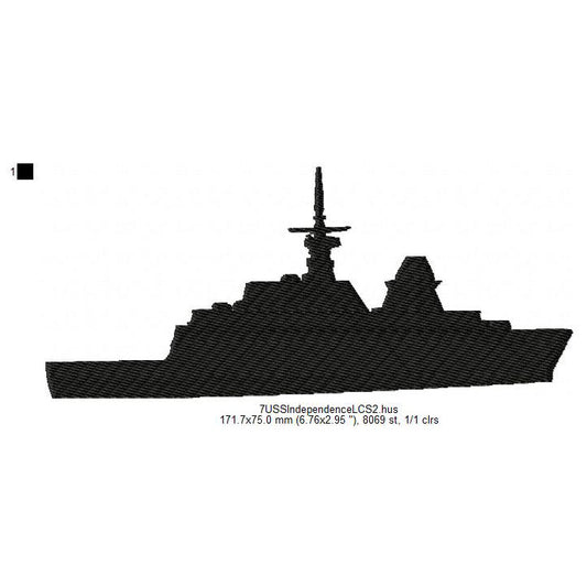 USS Independence LCS-2 Ship Silhouette Machine Embroidery Digitized Design Files