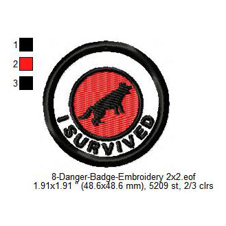 I Survived German Shepherd Dog Merit Adulting Badge Machine Embroidery Digitized Design Files