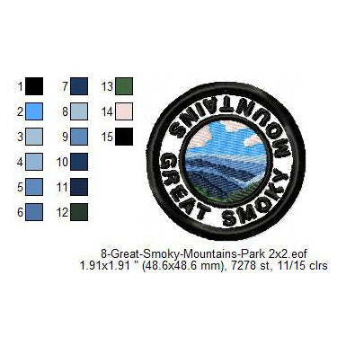 Great Smoky Mountains Merit Badge Machine Embroidery Digitized Design Files