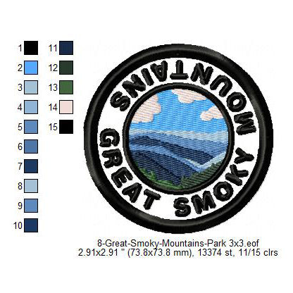 Great Smoky Mountains Merit Badge Machine Embroidery Digitized Design Files