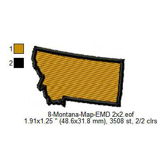 Montana State Map Machine Embroidery Digitized Design Files