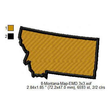 Montana State Map Machine Embroidery Digitized Design Files