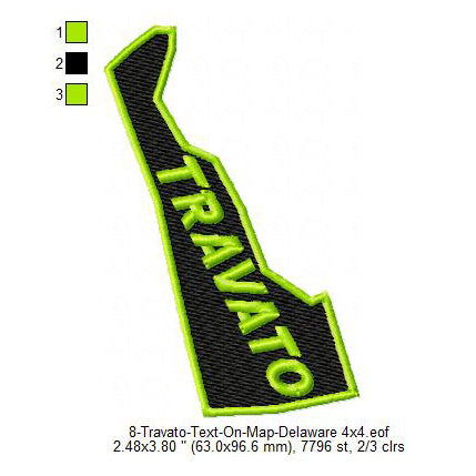 Travato Delaware State Map Designs Machine Embroidery Digitized Design Files