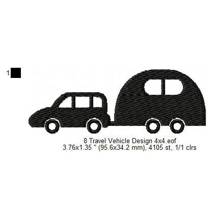 Travel Vehicle Silhouette Machine Embroidery Digitized Design Files