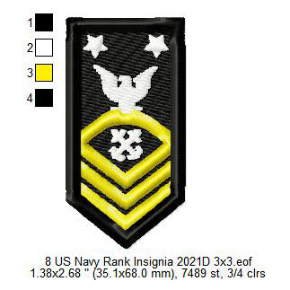 Master Chief Petty Officer MCPO Insignia Patch Machine Embroidery Digitized Design Files