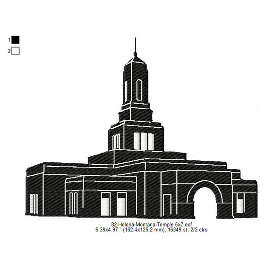Helena Montana LDS Temple Silhouette Machine Embroidery Digitized Design Files