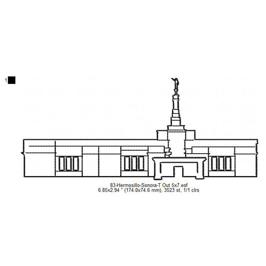 Hermosillo Sonora LDS Temple Outline Machine Embroidery Digitized Design Files