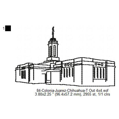 Colonia Juarez Chihuahua LDS Temple Outline Machine Embroidery Digitized Design Files