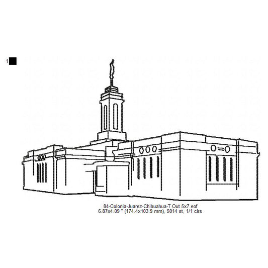 Colonia Juarez Chihuahua LDS Temple Outline Machine Embroidery Digitized Design Files