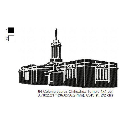 Colonia Juarez Chihuahua LDS Temple Silhouette Machine Embroidery Digitized Design Files