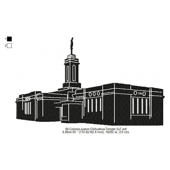 Colonia Juarez Chihuahua LDS Temple Silhouette Machine Embroidery Digitized Design Files