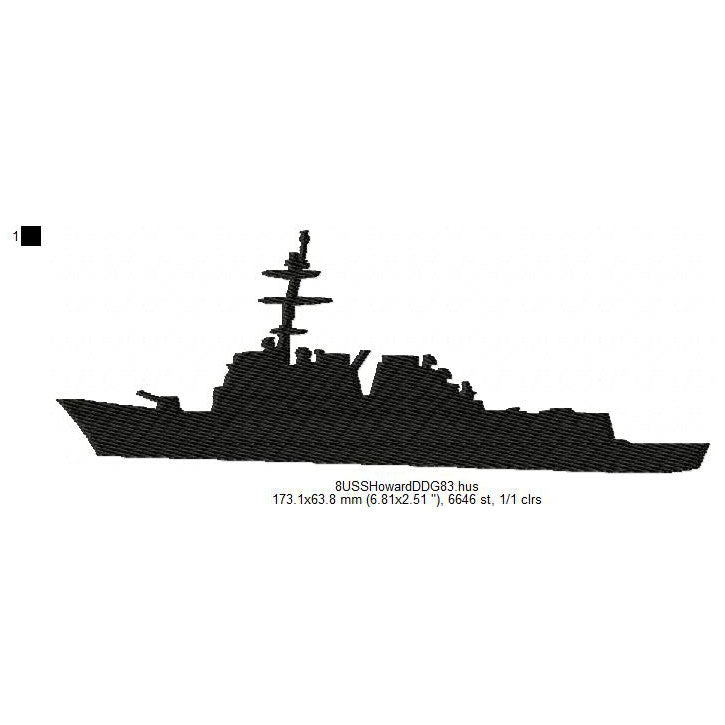 USS Howard DDG-83 Ship Silhouette Machine Embroidery Digitized Design Files