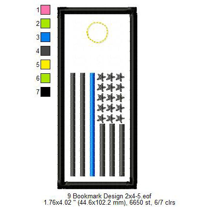 Thin Blue Line Flag Police Officer Bookmark Machine Embroidery Digitized Design Files