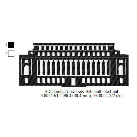 Columbia University Silhouette Machine Embroidery Digitized Design Files