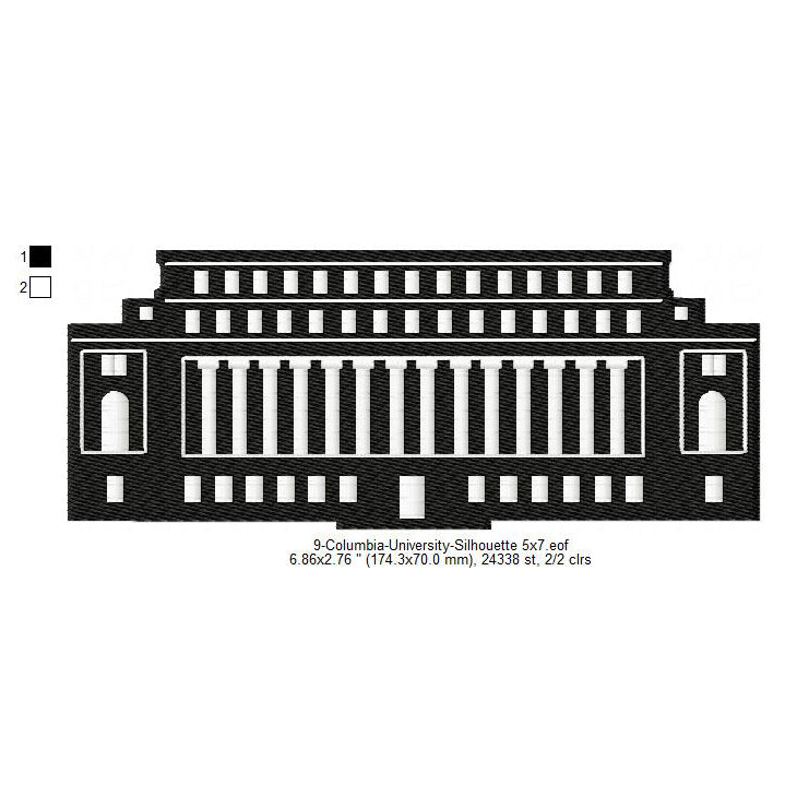 Columbia University Silhouette Machine Embroidery Digitized Design Files
