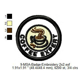 Coffee Expert Mormon Merit Adulting Badge Machine Embroidery Digitized Design Files