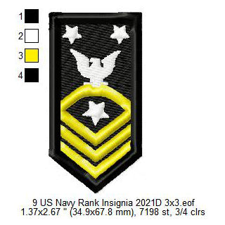 Fleet Command Master Chief Petty Officer FCMCPO Insignia Patch Machine Embroidery Digitized Design Files