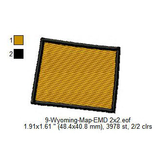 Wyoming State Map Machine Embroidery Digitized Design Files