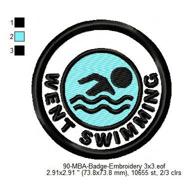 Went Swimming Daily Life Merit Adulting Badge Machine Embroidery Digitized Design Files