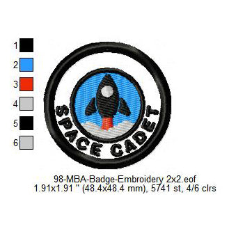 Space Cadet Scientific Astronauts Merit Adulting Badge Machine Embroidery Digitized Design Files