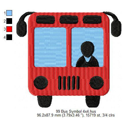 Bus Machine Embroidery Digitized Design Files