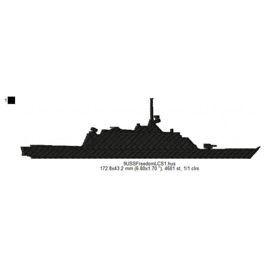 USS Freedom LCS-1 Ship Silhouette Machine Embroidery Digitized Design Files