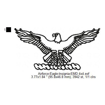 United States Air Force USAF Eagle Insignia Machine Embroidery Digitized Design Files