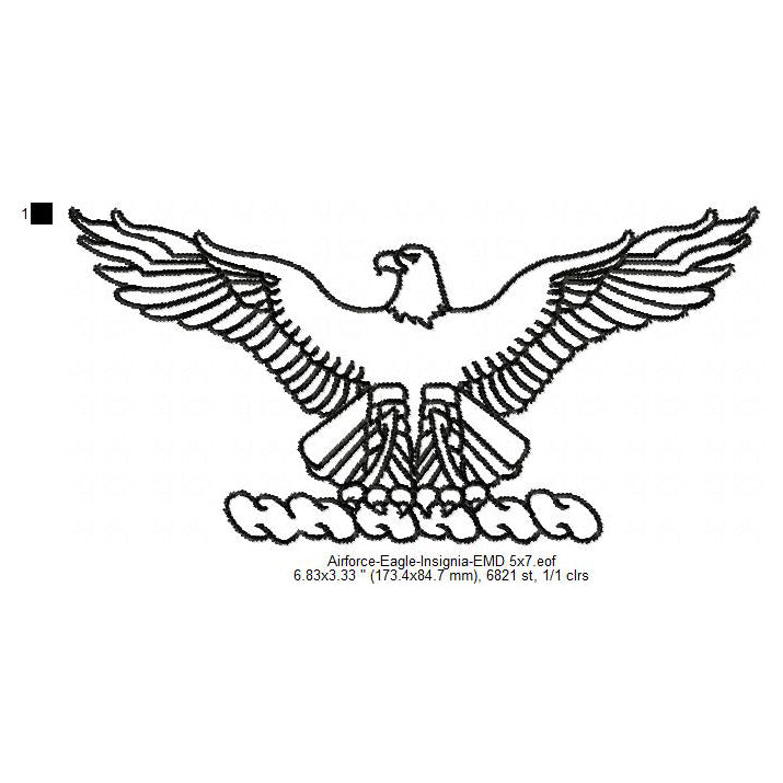 United States Air Force USAF Eagle Insignia Machine Embroidery Digitized Design Files