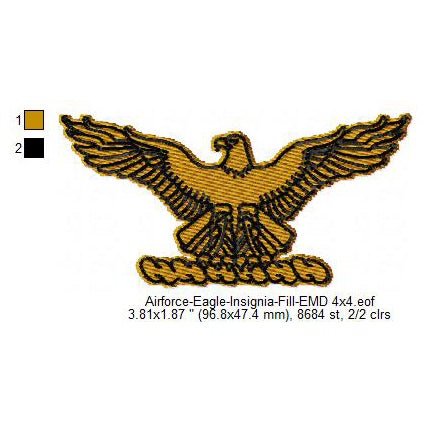 United States Air Force USAF Eagle Insignia Machine Embroidery Digitized Design Files