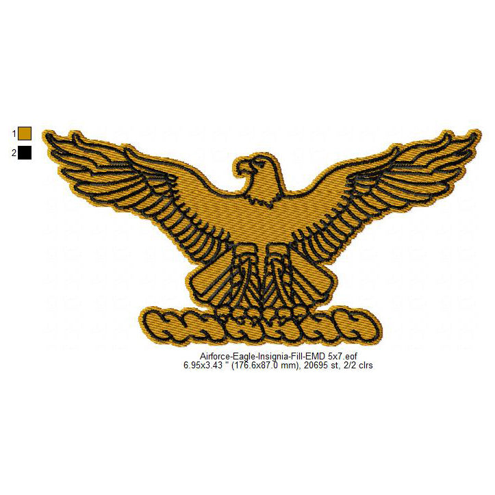 United States Air Force USAF Eagle Insignia Machine Embroidery Digitized Design Files