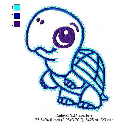 Tortoise Turtle Animal Machine Embroidery Digitized Design Files
