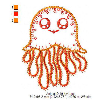 Jelly Fish Animal Machine Embroidery Digitized Design Files