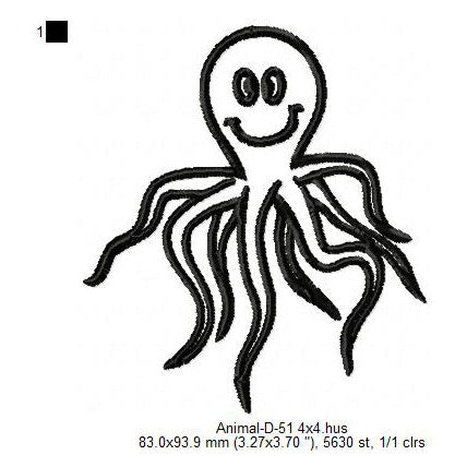 Octopus Sea Creatures Animal Machine Embroidery Digitized Design Files