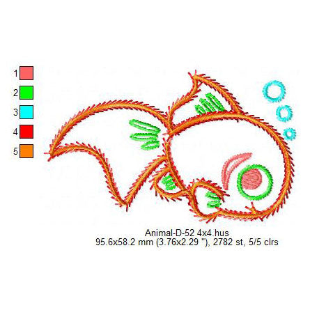 Sea Fish Line Art Swirl Machine Embroidery Digitized Design Files