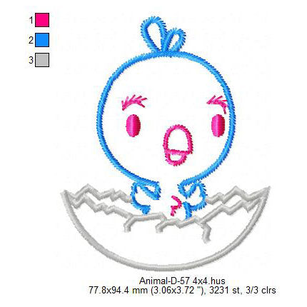 Hatching Birds Swirl Line Art Animal Machine Embroidery Digitized Design Files