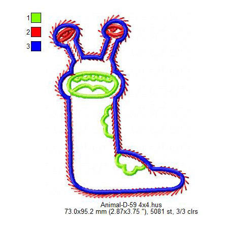 Limace Swirl Line Art Animal Machine Embroidery Digitized Design Files
