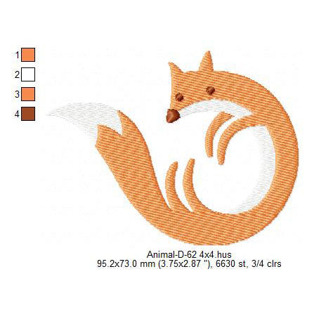 Firefox Fox Animal Machine Embroidery Digitized Design Files