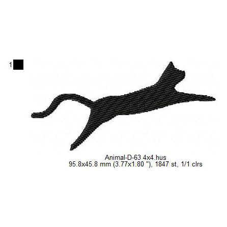 Wild Cat Animal Silhouette Machine Embroidery Digitized Design Files