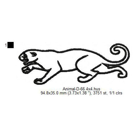 Panther Wild Animal Line Art Machine Embroidery Digitized Design Files