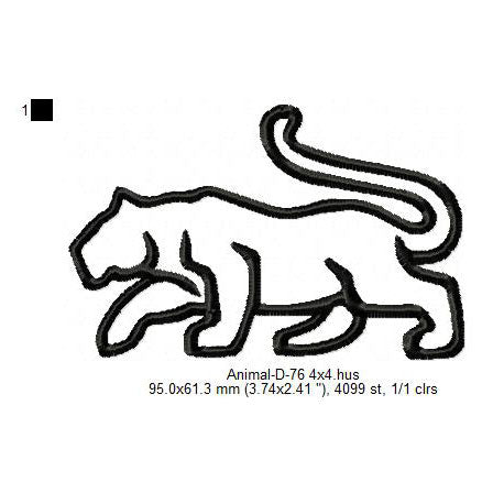 Jaguar Tiger Cougar Big Cat Wild Animal Line Art Machine Embroidery Digitized Design Files