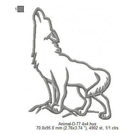 Wolf Wild Animal Line Art Machine Embroidery Digitized Design Files