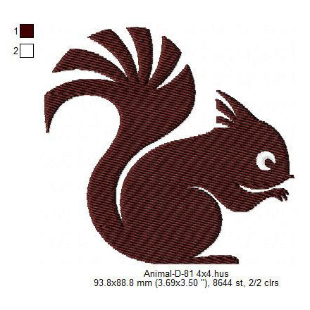 Squirrel Animals Silhouette Machine Embroidery Digitized Design Files