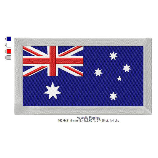 Australia Flag Australian Machine Embroidery Digitized Design Files | Dst | Pes | Hus | VP3